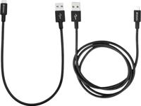 Verbatim Micro-USB - Synchronisatie- en oplaadkabel, set van 2, robuuste micro-USB-kabel, met knikbescherming, 100 cm + 30 cm - zwart - thumbnail