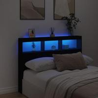 Hoofdbordkast met LED-verlichting 140x17x102 cm zwart - thumbnail