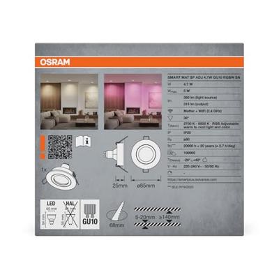 OSRAM HOMELIGHTING 4058075853775 Plafondspot, LED-plafondspot GU10 Satijn-nikkel