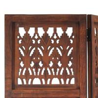 Kamerscherm 3 panelen handgesneden 120x165 cm mangohout bruin - thumbnail