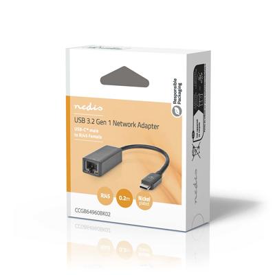 USB-netwerkadapter | USB 3.2 Gen 1 | 2.5 Gbps | USB-C© Male | RJ45 Female | 0.20 m | Rond | Vernik
