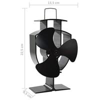VidaXL Kachelventilator met 3 vinnen zwart - thumbnail
