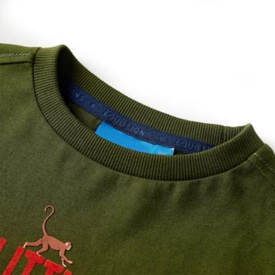 Kindershirt met lange mouwen aapjesprint 140 donkerkakikleurig - thumbnail