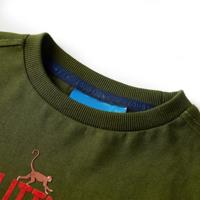 Kindershirt met lange mouwen aapjesprint 140 donkerkakikleurig - thumbnail