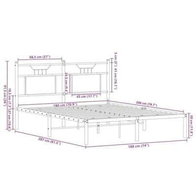 Bedframe zonder matras metaal sonoma eikenkleurig 180x200 cm Bedframe zonder matras metaal sonoma eikenkleurig 180x200 cm