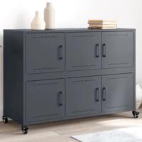 Dressoir 100,5x39x72 cm staal antracietkleurig - thumbnail