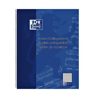 Collegeblok Oxford A4+ muziek 4-gaats 100 pagina&apos;s 80gr blauw | 10 stuks
