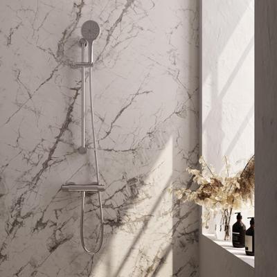 Chrome Carving opbouw thermostaatkraan SET 02 met glijstang, handdouche en doucheslang