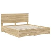 Bedframe met hoofdeinde Sonoma Eiken 180 x 200 cm Bewerkt hout - thumbnail