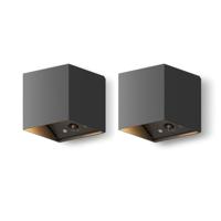 2x Falerna Oplaadbare Up & Down Wandlamp Zwart - thumbnail