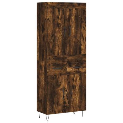 Hoge kast 69,5x34x180 cm bewerkt hout gerookt eikenkleurig