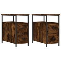 Nachtkastjes 2 st 30x60x60 cm bewerkt hout gerookt eikenkleurig - thumbnail