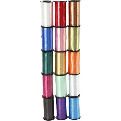 Creativ Company Cadeaulint, b: 10 mm, glossy, diverse kleuren, 15x50 m/ 1 doos