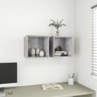 VidaXL Wandkasten 2 st 37x37x37 cm bewerkt hout betongrijs - thumbnail