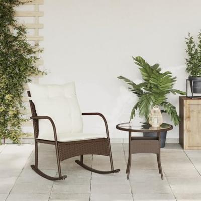 Tuinschommelstoel met kussens poly rattan bruin Tuinschommelstoel met kussens poly rattan bruin