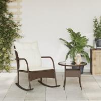 Tuinschommelstoel met kussens poly rattan bruin - thumbnail