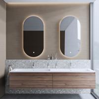 Badkamermeubelset BWS Anubis 160cm 2 Laden Sonama Brown Eiken Met Wastafel (Naar Keuze) - thumbnail