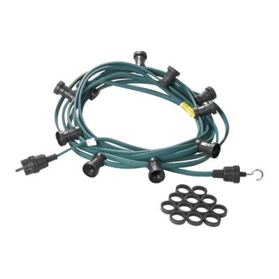 Prikkabel 10 fittingen 10 meter groen E27 met stekker en ophanghaak