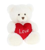 Keeleco Knuffel Beer met Hart 25 cm Wit - thumbnail
