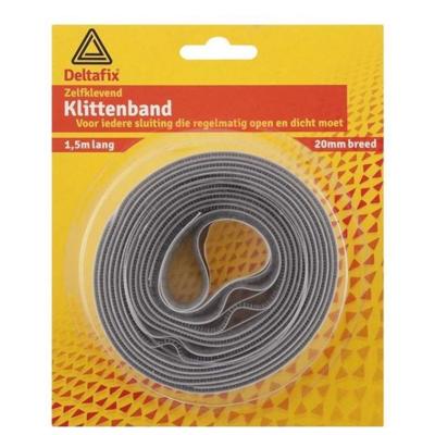 Klittenband zelfkl 20mmx1,5m grijs Deltafix - Deltafix