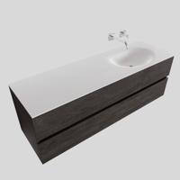 Badkamermeubel Solid Surface AQS Stockholm 150x46 cm Rechts Wood Dark Brown Boss & Wessing - thumbnail