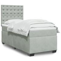 Boxspring met matras fluweel lichtgrijs 80x200 cm - thumbnail