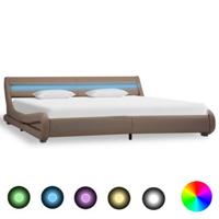 vidaXL Bedframe met LED kunstleer cappuccino 180x200 cm - thumbnail