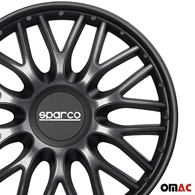 4-Delige Sparco Wieldoppenset Roma 15-inch grijs/zwart SP1596GRBK 4-Delige Sparco Wieldoppenset Roma 15-inch grijs/zwart SP1596GRBK