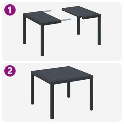 Tuintafel 100x100x73 cm poly rattan antraciet - thumbnail