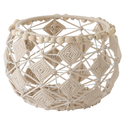 J-Line Mand Rond Macrame Katoen 36x36x25