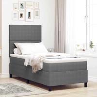 Boxspringbed Lichtgrijs en wit. 90 x 200 cm Katoen Stof - thumbnail