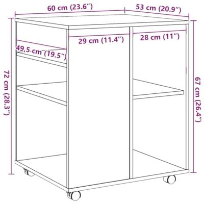 Rolkast 60x53x72 cm bewerkt hout artisanaal eikenkleurig Rolkast 60x53x72 cm bewerkt hout artisanaal eikenkleurig