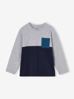 Colorblock jongensshirt blauw - thumbnail
