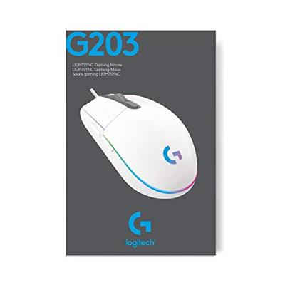 Logitech-G G203 Lightsync Wit Gaming Muis