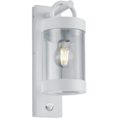 LED Buitenlamp met Bewegingssensor - E27 Fitting - IP44 Spatwaterdicht - Mat Wit Aluminium