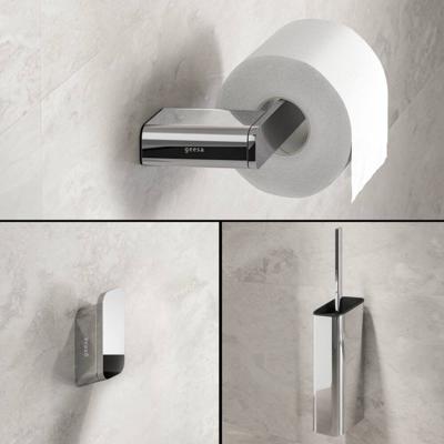 Toiletset Accessoires Geesa Shift Toiletborstel met houder - Toiletrolhouder zonder klep - Handdoekhaak - Chroom Geesa