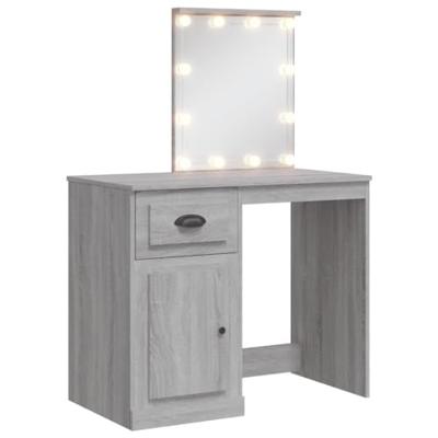 Kaptafel met LED-verlichting 90x42x132,5 cm grijs sonoma