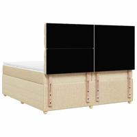 Boxspring met matras stof crèmekleurig 200x200 cm - thumbnail