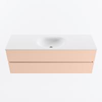 MONDIAZ VICA 140cm badmeubel onderkast Rosee 2 lades. Wastafel MOON midden zonder kraangat, kleur Talc. - thumbnail