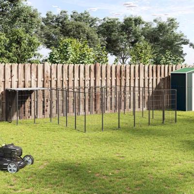 Hondenkennel 12,1 m² staal zwart
