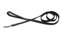 Hondenriem van leer 200cm x 20mm zwart - thumbnail