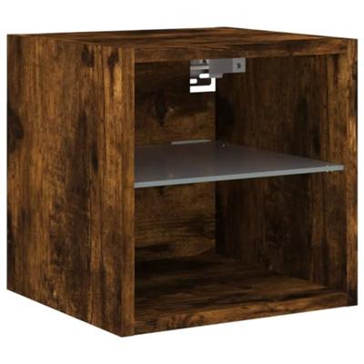 6-delige tv-wandmeubelset met LED bewerkt hout gerookt eiken
