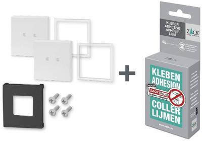 ZACK Carvo montageset voor verlijming geschikt voor 2 bevestigingspunten wit