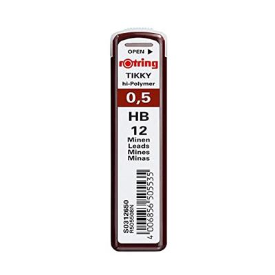Rotring potloodstiften, 0,5 mm, HB, etui van 12 stuks