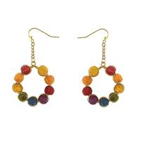 Meerkleurige Yokomeshi Oorbellen Hangers van Gerecyclede Sari-Stof - thumbnail