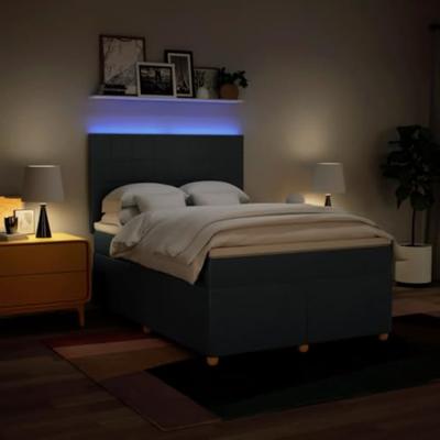 Boxspring met matras stof blauw 140x200 cm