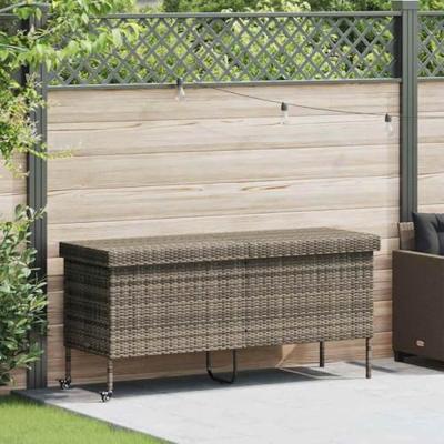 Tuinbox met wielen 160x55x75 cm poly rattan grijs