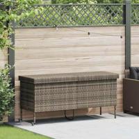 Tuinbox met wielen 160x55x75 cm poly rattan grijs - thumbnail
