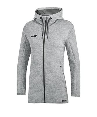 JAKO 6829D Jas Met Kap Premium Basics Dames - Lichtgrijs Gemeleerd - 38
