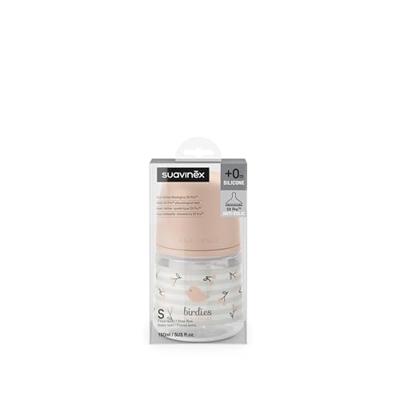SUAVINEX Birdies Babyfles - SX Pro S Speen - 150 ml - 0 tot 3 maanden - Roze SUAVINEX Birdies Babyfles - SX Pro S Speen - 150 ml - 0 tot 3 maanden - Roze